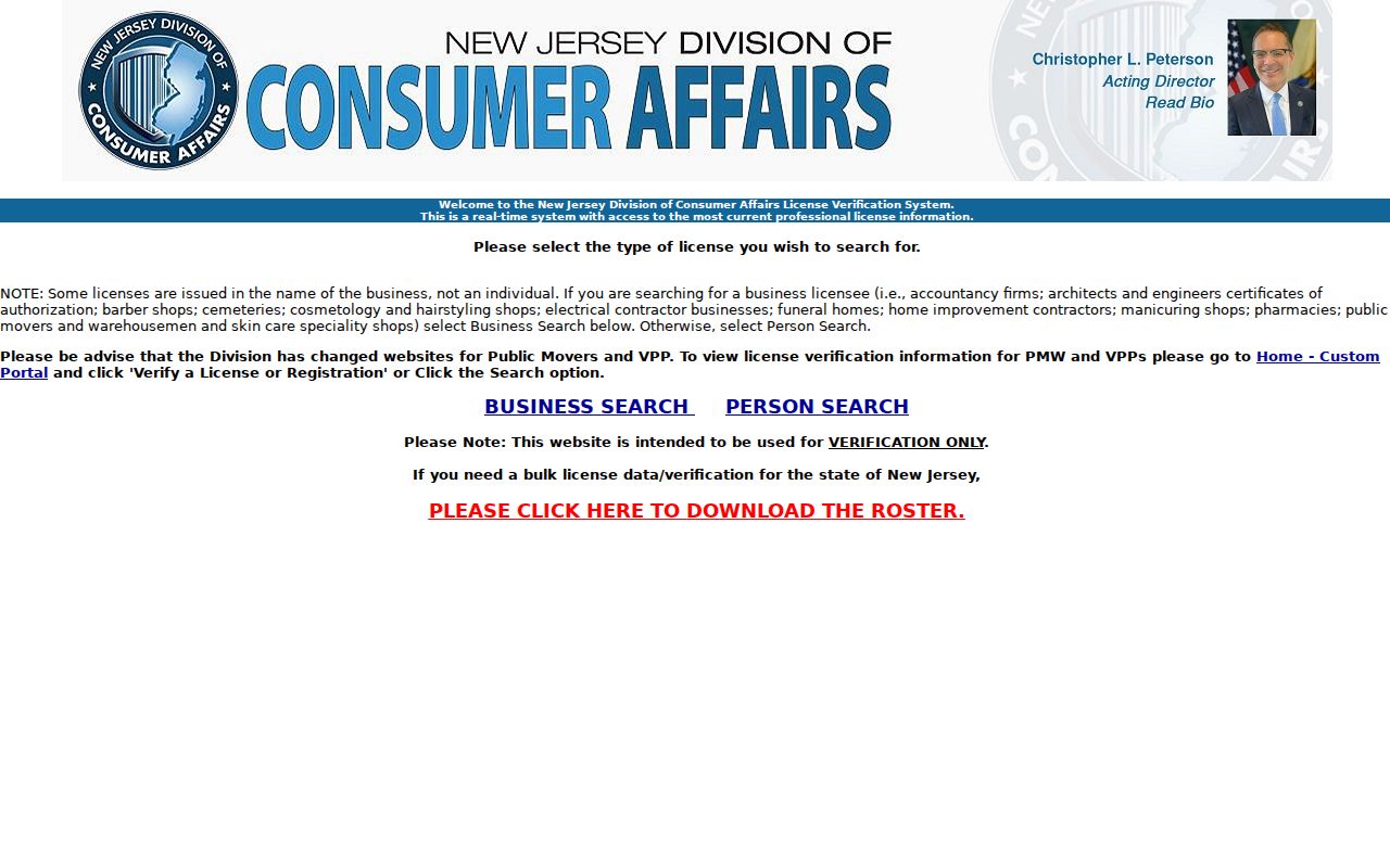 Bloomfield residents directory professional license verification page