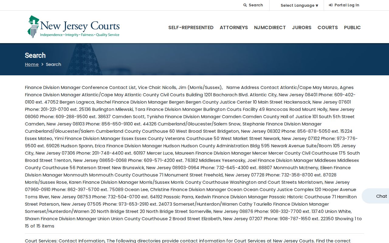 Bloomfield resident lookup through the New Jersey Courts statewide case search